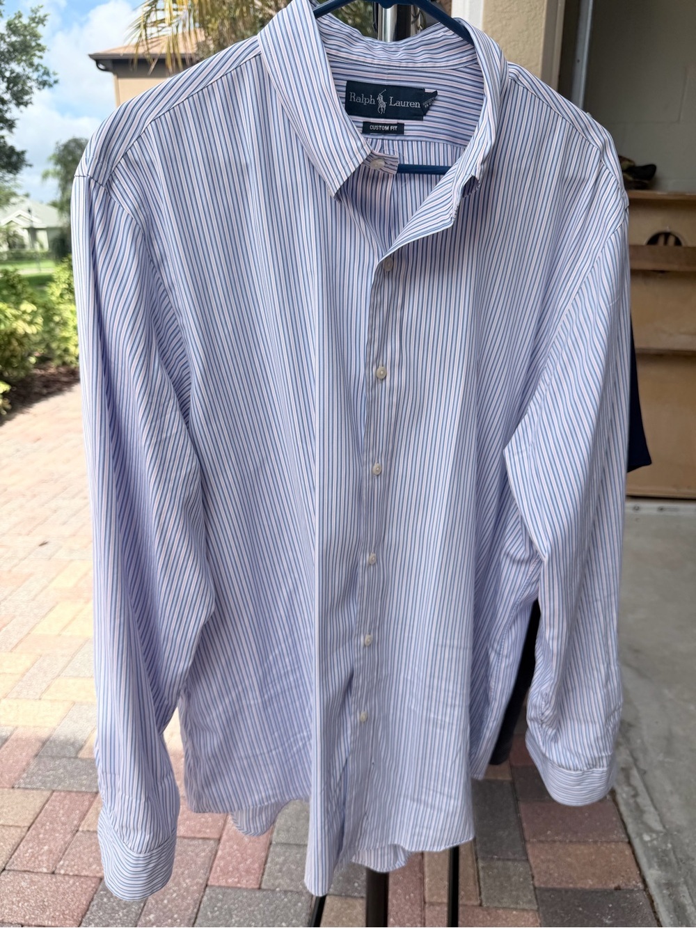 Ralph Lauren Classic Dress Shirt with Blue Pink Stripes 17 1/2 34/35